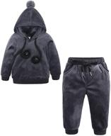 👶 cute ear hooded fleece pullover and pants outfits set for baby boys and girls by kids tales logo