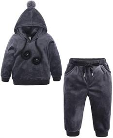 img 4 attached to 👶 Cute Ear Hooded Fleece Pullover and Pants Outfits Set for Baby Boys and Girls by Kids Tales