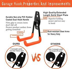 img 2 attached to 🔧 KOFANI Garage Hooks: 16 Pack Heavy Duty Steel Storage Hooks with Anti-Slip Coating for Organized Bike, Ladder and Garden Tool Hanging