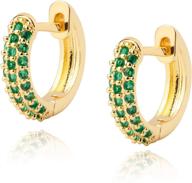 lavla cz huggie hoop earrings: 14k gold plated, cubic zirconia small wide hoop earrings ideal for women and teen girls logo