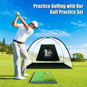 img 2 attached to Tangkula 10FT Golf Practice Net Set with Turf Mat, 24 Golf Balls, Target, and Carry Bag – Ideal for Indoor/Outdoor Chipping and Hitting Cage Training with 4 Stakes