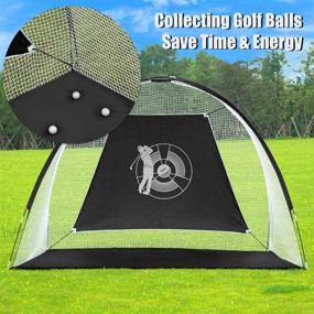 img 1 attached to Tangkula 10FT Golf Practice Net Set with Turf Mat, 24 Golf Balls, Target, and Carry Bag – Ideal for Indoor/Outdoor Chipping and Hitting Cage Training with 4 Stakes