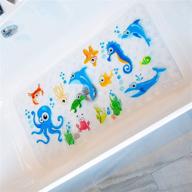 🐝 beehomee cartoon non slip bathtub mat for kids - xl size anti slip shower mats for toddlers, children, baby floor tub mats - blue ocean design - 35x16 inch logo