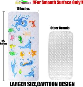 img 1 attached to 🐝 BeeHomee Cartoon Non Slip Bathtub Mat for Kids - XL Size Anti Slip Shower Mats for Toddlers, Children, Baby Floor Tub Mats - Blue Ocean Design - 35x16 Inch