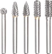 🔧 acrux7 5-piece carbide rotary burr set - 6 mm shank, 8mm head - double cut tungsten carbide burr bits for diy woodworking, metal carving, engraving - die grinder shank bits logo