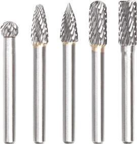 img 4 attached to 🔧 Acrux7 5-Piece Carbide Rotary Burr Set - 6 mm Shank, 8mm Head - Double Cut Tungsten Carbide Burr Bits for DIY Woodworking, Metal Carving, Engraving - Die Grinder Shank Bits