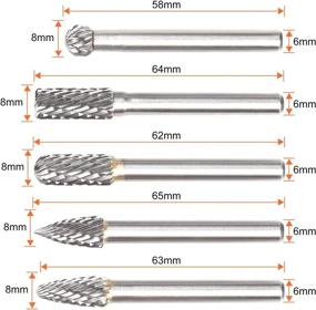 img 3 attached to 🔧 Acrux7 5-Piece Carbide Rotary Burr Set - 6 mm Shank, 8mm Head - Double Cut Tungsten Carbide Burr Bits for DIY Woodworking, Metal Carving, Engraving - Die Grinder Shank Bits