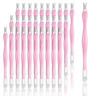 💅 allstarry 30 pieces nail cuticle trimmer remover: plastic handle cuticle pusher, rubber nail cleaner, double head dead skin cuticle knife, removal fork nail art tools for girls, women, and men - pink logo