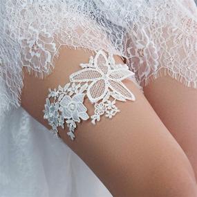 img 1 attached to Vintage Boho Bridal Ivory Lace Pearl Garter with White Jasmine Accents