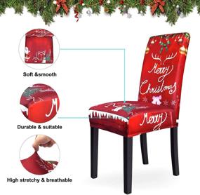 img 2 attached to Stretchable and Washable Dining Chair Seat Protector Set of 4 - High Back Slipcovers for Dining Room, Ideal for Christmas Kitchen Decoration, Restaurant, Holiday Festival, and Party Decor