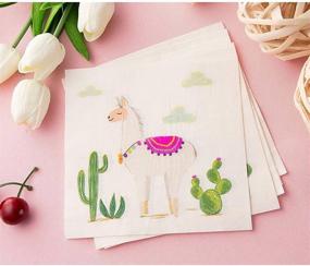 img 3 attached to 🍹 Cocktail Napkins - 150-Pack Luncheon Napkins: Disposable Paper Napkins for Kids Birthday Desert-Themed Party Supplies, Llama and Cactus Design, 2-Ply, 13 x 13 Inches (Unfolded)