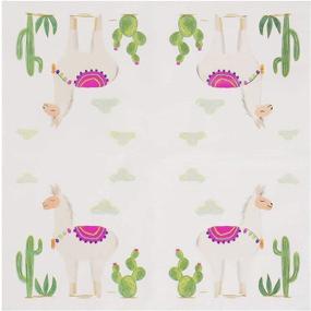 img 1 attached to 🍹 Cocktail Napkins - 150-Pack Luncheon Napkins: Disposable Paper Napkins for Kids Birthday Desert-Themed Party Supplies, Llama and Cactus Design, 2-Ply, 13 x 13 Inches (Unfolded)