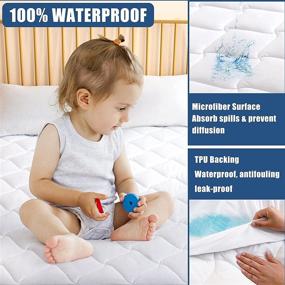 img 3 attached to 🛏️ Premium King Size Quilted Fitted Mattress Pad - Waterproof & Breathable Cooling Protector - Deep Pocket Design - Noiseless Cover