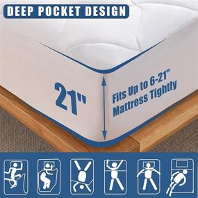 img 2 attached to 🛏️ Premium King Size Quilted Fitted Mattress Pad - Waterproof & Breathable Cooling Protector - Deep Pocket Design - Noiseless Cover