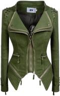 stylish moto biker jacket for women: zip up denim blazer with studded shoulder lapel logo