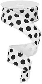 img 1 attached to 🎀 Premium Polka Dot Wired Edge Ribbon - 10 Yards (White and Black, 1.5 Inches): Perfect for Crafts, Decorations, and Gift Wrapping