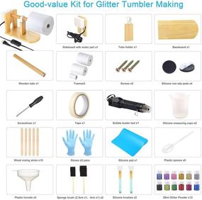 img 3 attached to Набор для самодельных неоновых стаканов "Tumbler Turner Kit for DIY Glitter Tumblers - Craft Tumblers Sntieecr Cup Spinner с деревянным вертелом, инструментом для удаления пузырьков и эпоксидными инструментами