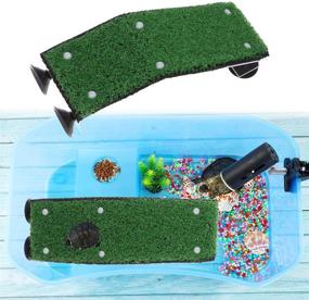 img 2 attached to 🐢 POPETPOP Turtle Ramp - Turtle Basking Platform for Aquariums & Tanks - Tortoise Climbing Platform with Lifelike Grass Ladder (Small)