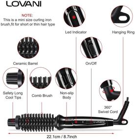 img 3 attached to 🔌 Portable Mini Hair Curling Iron Brush: LOVANI 3-in-1 Travel Curler with Ionic Ceramic Technology, Anti-Scald Design, Dual Voltage, and Travel Bag - Ideal for Short Hair