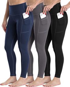 img 4 attached to 👖 CHRLEISURE 3-Pack High Waist Leggings with Pockets for Women, Tummy Control Workout Yoga Pants