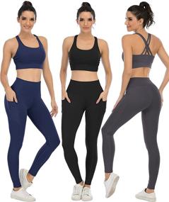 img 3 attached to 👖 CHRLEISURE 3-Pack High Waist Leggings with Pockets for Women, Tummy Control Workout Yoga Pants