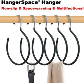 img 1 attached to 👕 5-Piece Non-Slip HangerSpace Belt Rack Scarf Ring Hangers - Closet Organizer Accessory Holders for Ties, Scarves, Belts, and Jewelry - Black