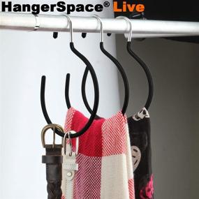 img 3 attached to 👕 5-Piece Non-Slip HangerSpace Belt Rack Scarf Ring Hangers - Closet Organizer Accessory Holders for Ties, Scarves, Belts, and Jewelry - Black