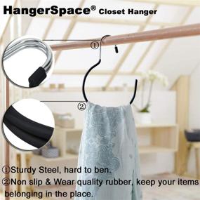 img 2 attached to 👕 5-Piece Non-Slip HangerSpace Belt Rack Scarf Ring Hangers - Closet Organizer Accessory Holders for Ties, Scarves, Belts, and Jewelry - Black