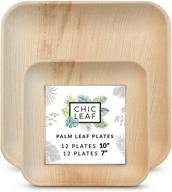 🌿 bamboo style palm leaf plates set - pack of 24 - dinner (12) &amp; salad plates (12) - compostable biodegradable dinnerware, eco-friendly party pack logo