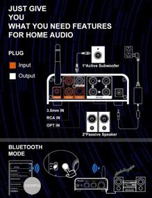 img 3 attached to Лаваудио Мини Bluetooth аудиоусилитель-ресивер: Hi-Fi 2.1 канальный стереоусилитель с APTX-HD, мощностью 100Wx2 для пассивных динамиков/сабвуфера - 3.5мм/RCA/оптические входы