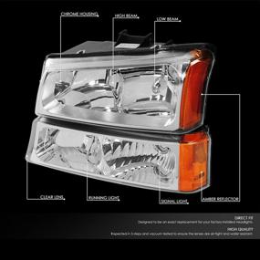 img 3 attached to Хромовые янтарные фары для Chevy Silverado/Avalanche 2003-2006 от DNA Motoring