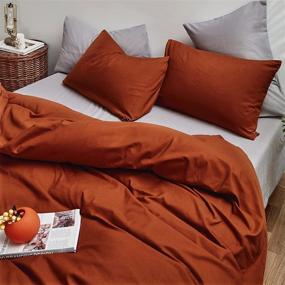 img 1 attached to 🧡 Burnt Orange Comforter Set King: CLOTHKNOW Rustic Bedding for Women and Men - Terracotta Solid Color 3Pcs Comforter Set with 2 Rust Pillowcases