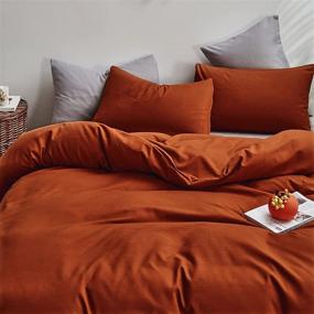 img 2 attached to 🧡 Burnt Orange Comforter Set King: CLOTHKNOW Rustic Bedding for Women and Men - Terracotta Solid Color 3Pcs Comforter Set with 2 Rust Pillowcases