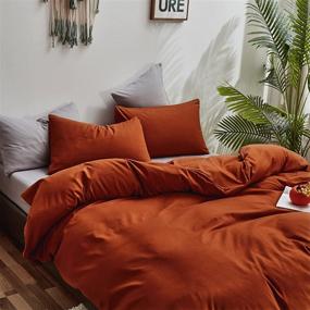 img 3 attached to 🧡 Burnt Orange Comforter Set King: CLOTHKNOW Rustic Bedding for Women and Men - Terracotta Solid Color 3Pcs Comforter Set with 2 Rust Pillowcases