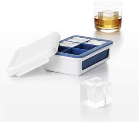 img 1 attached to OXO Good Grips Silicone Stackable Ice Cube Tray with Lid - Large Cube, Dark Blue: Innovative Ice making with Convenience & Style