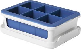 img 4 attached to OXO Good Grips Silicone Stackable Ice Cube Tray with Lid - Large Cube, Dark Blue: Innovative Ice making with Convenience & Style