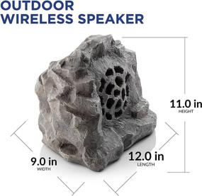 img 2 attached to 🎵 Alpine Corporation Серый 12x9x11 Bluetooth Rock Solar Speaker (QLP542SLR-GR)