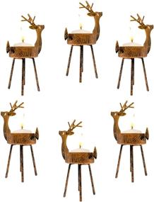 img 4 attached to Christmas Candle Holders: Enhance Your Holiday Decor with CREPRO 6 Pack Reindeer Tealight Holders