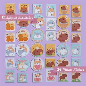 img 3 attached to 🌼 Navy Peony Chatty Hamster and Capybara Sticker Bundle (36-Pack) - Waterproof, Durable, Animal-Inspired Stickers for Planners, Laptops, Water Bottles