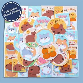 img 2 attached to 🌼 Navy Peony Chatty Hamster and Capybara Sticker Bundle (36-Pack) - Waterproof, Durable, Animal-Inspired Stickers for Planners, Laptops, Water Bottles