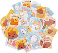 🌼 navy peony chatty hamster and capybara sticker bundle (36-pack) - waterproof, durable, animal-inspired stickers for planners, laptops, water bottles logo