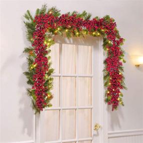 img 1 attached to 🎄 TURNMEON 6-Foot Christmas Red Berry Garland: Festive Indoor/Outdoor Holiday Decorations with 756 Red Berries, Thick 108 Branch Wreath - Perfect for Mantle, Fireplace, Home Décor