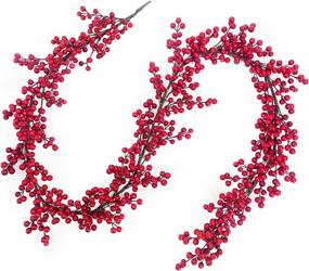 img 4 attached to 🎄 TURNMEON 6-Foot Christmas Red Berry Garland: Festive Indoor/Outdoor Holiday Decorations with 756 Red Berries, Thick 108 Branch Wreath - Perfect for Mantle, Fireplace, Home Décor
