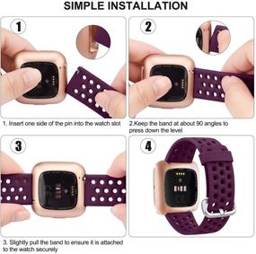 img 2 attached to 🏋️ IEOVIEE Sport Bands for Fitbit Versa 2 / Versa Lite/Versa Smartwatch - Waterproof & Breathable Wristbands in Small Size, Black+Red+Purple shade