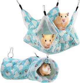 img 4 attached to 🐹 Cozy and Fun: Small Pet Cage Hammock Hanging Tunnel - Perfect Bed and Play Accessories for Ferret, Rat, Chinchilla, and Guinea Pig