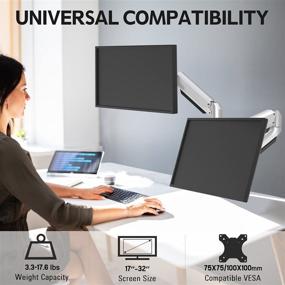 img 3 attached to 🖥️ Enhance Your Workspace with MOUNTUP Dual Monitor Desk Mount - Fully Adjustable Double Monitor Arm with Gas Spring, Fits 2 Screens 17-32", Holds up to 17.6LBS Each - MU0024
