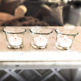 img 1 attached to Set of 3 Clear Glass Tealight Candle Holders - Candles Not Included - Party Decor Essentials