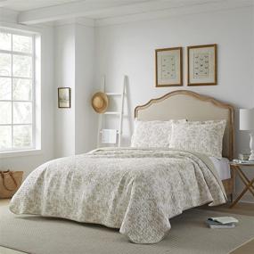 img 2 attached to 🛏️ Laura Ashley Home Amberley Collection Quilt Set - King Size, 100% Cotton, Lightweight & Breathable, Reversible Bedding, Pre-Washed for Extra Softness - Biscuit Color