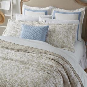 img 1 attached to 🛏️ Laura Ashley Home Amberley Collection Quilt Set - King Size, 100% Cotton, Lightweight & Breathable, Reversible Bedding, Pre-Washed for Extra Softness - Biscuit Color