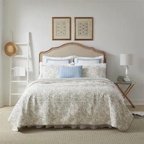 img 4 attached to 🛏️ Laura Ashley Home Amberley Collection Quilt Set - King Size, 100% Cotton, Lightweight & Breathable, Reversible Bedding, Pre-Washed for Extra Softness - Biscuit Color